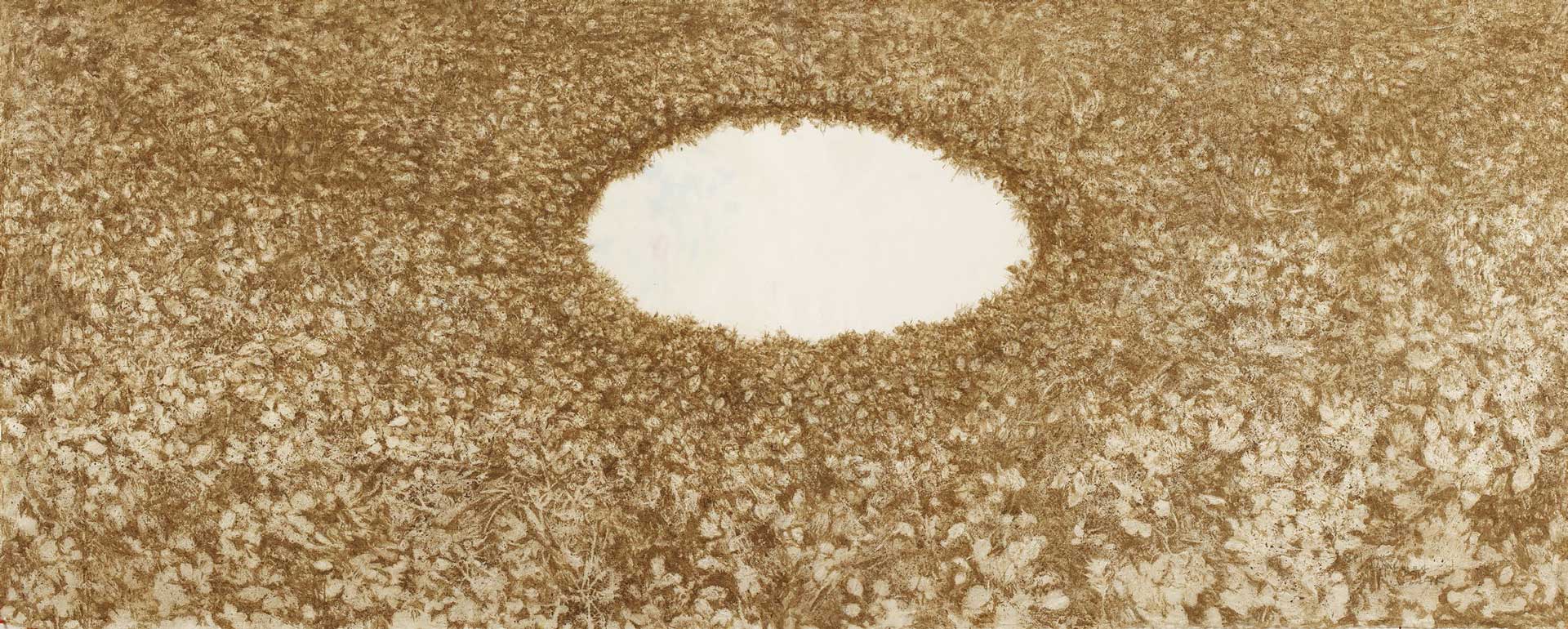 〈 흙웅덩이 〉 종이에 흙, 137×241cm, 2011.